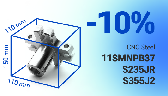 -10% su acciaio AVP, S235JR e S355J2 di max 110x110x115