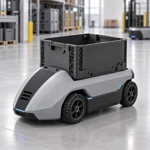 robot mobile autonome AMR avec carénage et compartiment de chargement imprimés en 3D