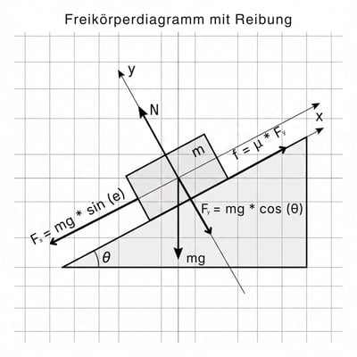 Freikörperdiagramm mit Reibung