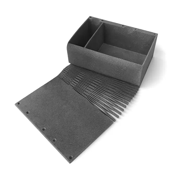 Flexible piece in grey Nylon PA11 printed with 3D MJF Print from Weerg