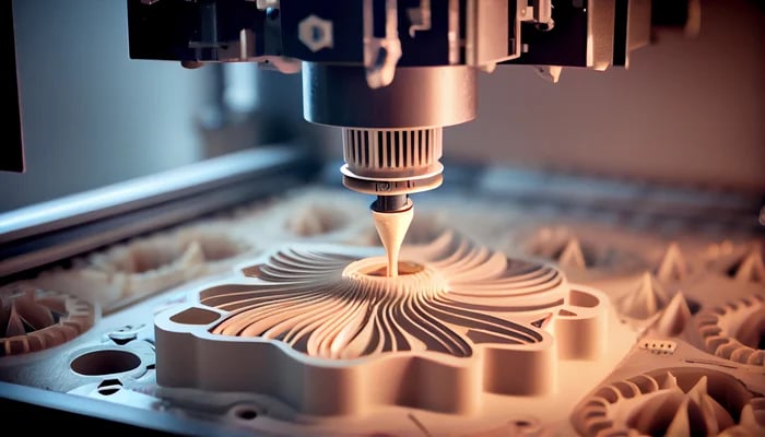 Pieza impresa en 3D con menos material