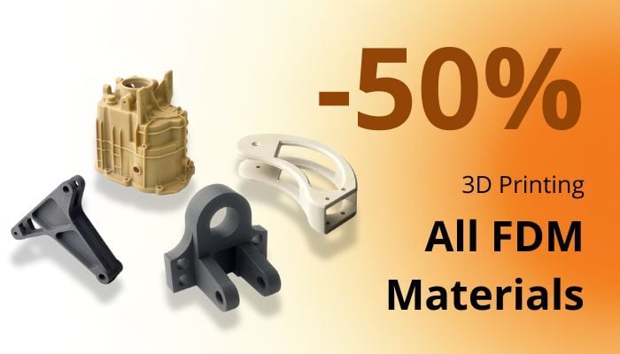 -50% su tutti i materiali FDM