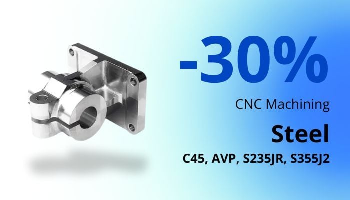 -30% su Acciaio C45, S235JR, AVP e S355J2