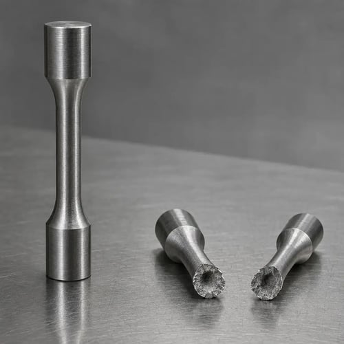 provino metallico per prova di trazione con strizione