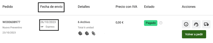 área personal pedido