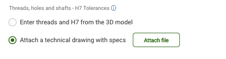 Option Technische Zeichnung beifügen