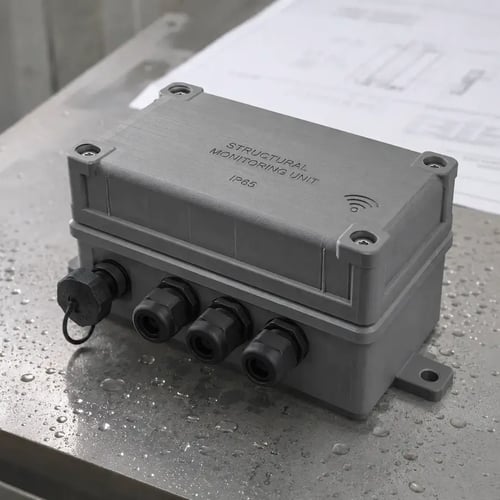 boîtier IP65 imprimé en 3D pour une unité de contrôle de surveillance structurelle