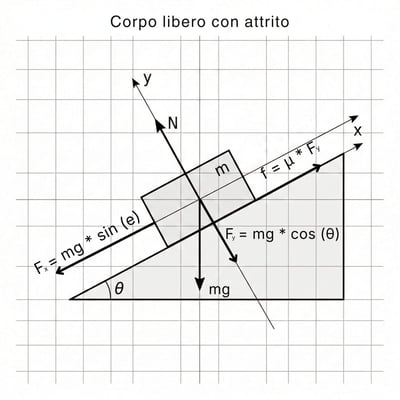 diagramma del corpo libero e attrito