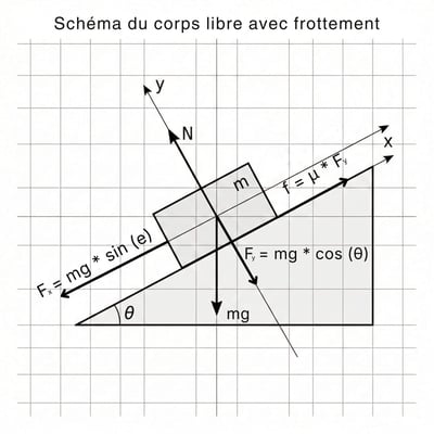 Schéma du corps libre avec frottement