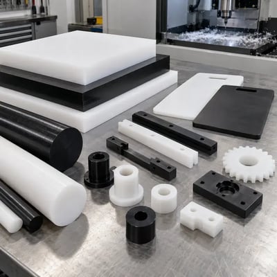 Semi-finished products and components in HDPE and UHMW-PE for CNC machining