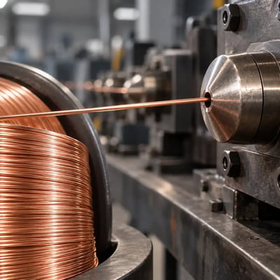 drawn copper wire: an example of the ductility of metals