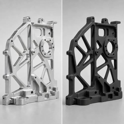 Metal replacement: aluminium aerospace component and PEEK CF version