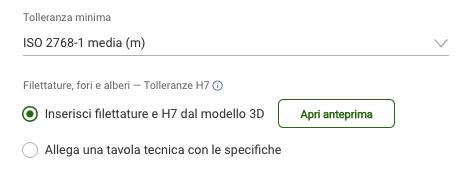 opzione inserisci filettature