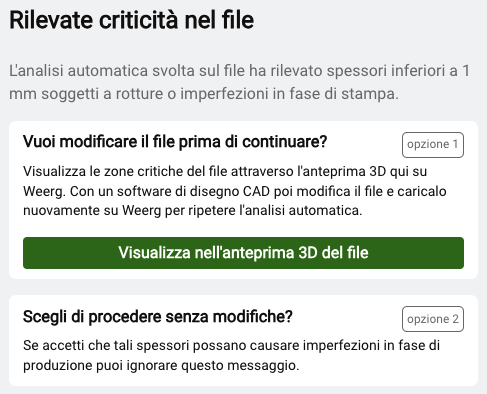 scelta se procedere con o senza modifiche