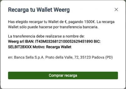 recarga tu Wallet Weerg