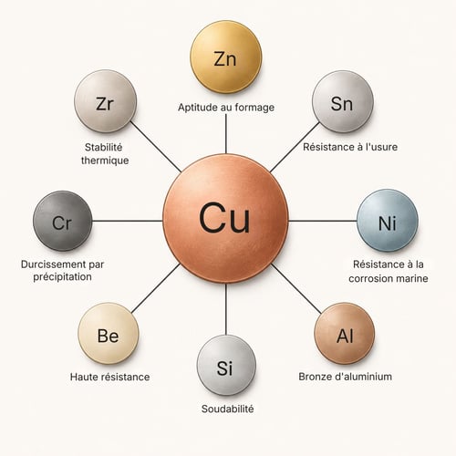 Schéma de composition des alliages de cuivre