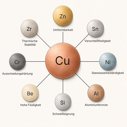 Schema zur Zusammensetzung von Kupferlegierungen