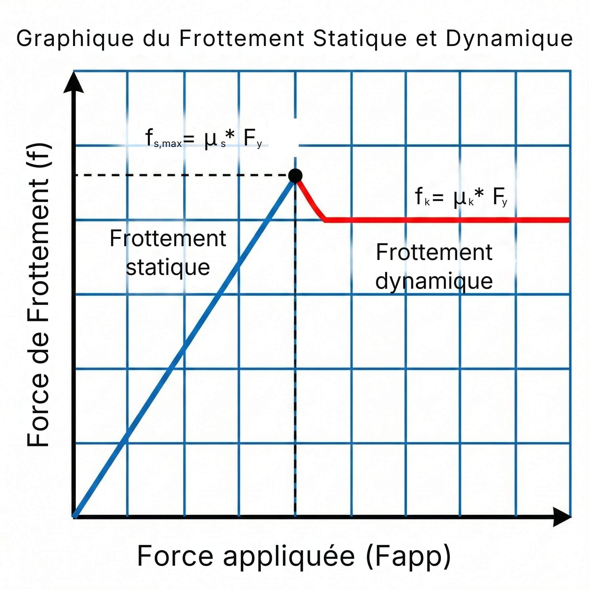 Graphique du Frottement Statique et Dynamique